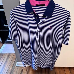 Greyson Blue and White Polo Shirt Classic Knit Design